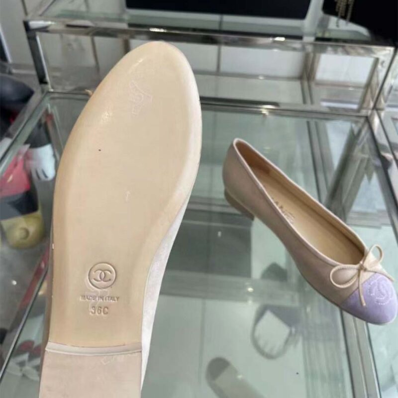 Chanel Women Ballerinas Fabric Grosgrain-Light Purple