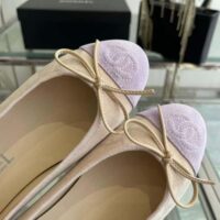 Chanel Women Ballerinas Fabric Grosgrain-Light Purple (1)