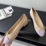 Chanel Women Ballerinas Fabric Grosgrain-Light Purple