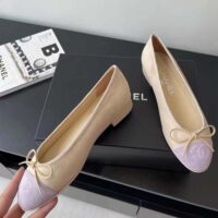 Chanel Women Ballerinas Fabric Grosgrain-Light Purple (1)
