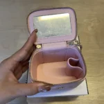 Chanel Women Caviar Quilted Mini Vanity Case With Chain Light Pink