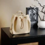 Chanel Women Chanel 25 Medium Backpack Grained Calfskin & Gold-Tone Metal-Beige