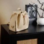 Chanel Women Chanel 25 Medium Backpack Grained Calfskin & Gold-Tone Metal-Beige