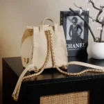 Chanel Women Chanel 25 Medium Backpack Grained Calfskin & Gold-Tone Metal-Beige