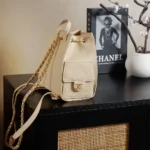 Chanel Women Chanel 25 Medium Backpack Grained Calfskin & Gold-Tone Metal-Beige