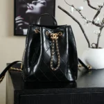 Chanel Women Chanel 25 Medium Backpack Grained Calfskin & Gold-Tone Metal Black