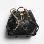 Chanel Women Chanel 25 Medium Backpack Grained Calfskin & Gold-Tone Metal Black