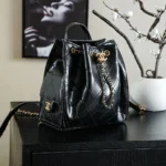 Chanel Women Chanel 25 Medium Backpack Grained Calfskin & Gold-Tone Metal Black