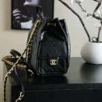 Chanel Women Chanel 25 Medium Backpack Grained Calfskin & Gold-Tone Metal Black
