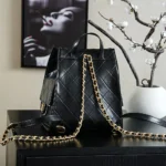 Chanel Women Chanel 25 Medium Backpack Grained Calfskin & Gold-Tone Metal Black