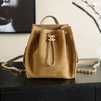 Chanel Women Chanel 25 Medium Backpack Grained Calfskin & Gold-Tone Metal-Brown