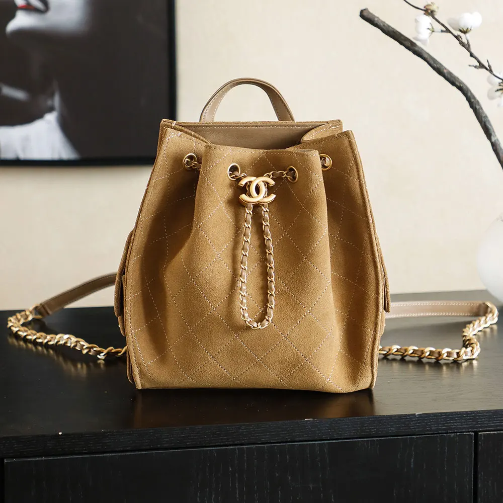 Chanel Women Chanel 25 Medium Backpack Grained Calfskin & Gold-Tone Metal-Brown (1) Chanel Women Chanel 25 Medium Backpack Grained Calfskin & Gold-Tone Metal-Brown