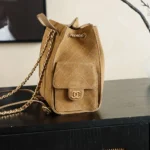 Chanel Women Chanel 25 Medium Backpack Grained Calfskin & Gold-Tone Metal-Brown