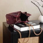 Chanel Women Chanel 25 Medium Backpack Grained Calfskin & Gold-Tone Metal-Maroon