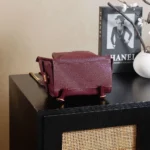 Chanel Women Chanel 25 Medium Backpack Grained Calfskin & Gold-Tone Metal-Maroon