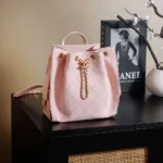Chanel Women Chanel 25 Medium Backpack Grained Calfskin & Gold-Tone Metal Pink