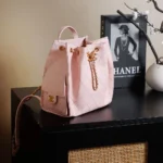 Chanel Women Chanel 25 Medium Backpack Grained Calfskin & Gold-Tone Metal Pink