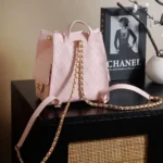 Chanel Women Chanel 25 Medium Backpack Grained Calfskin & Gold-Tone Metal Pink