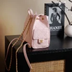 Chanel Women Chanel 25 Medium Backpack Grained Calfskin & Gold-Tone Metal Pink