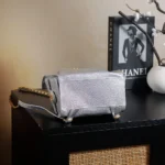 Chanel Women Chanel 25 Medium Backpack Grained Calfskin & Gold-Tone Metal-Silver