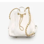 Chanel Women Chanel 25 Medium Backpack Grained Calfskin & Gold-Tone Metal White