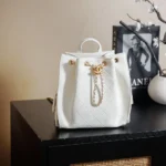 Chanel Women Chanel 25 Medium Backpack Grained Calfskin & Gold-Tone Metal White