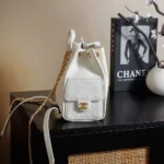 Chanel Women Chanel 25 Medium Backpack Grained Calfskin & Gold-Tone Metal White