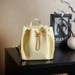Chanel Women Chanel 25 Medium Backpack Grained Calfskin & Gold-Tone Metal-Yellow