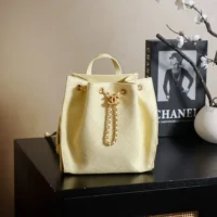 Chanel Women Chanel 25 Medium Backpack Grained Calfskin & Gold-Tone Metal-Yellow