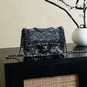 Chanel Women Evening Bag Quilted Gradient Sequins & Ruthenium-Finish Metal