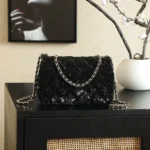 Chanel Women Evening Bag Quilted Sequins & Gold-Tone Metal-Black