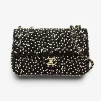 Chanel Women Evening Bag Sequins Imitation Pearls & Gold-Tone Metal-Black