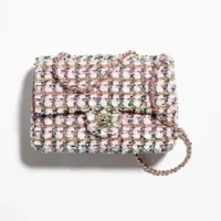 Chanel Women Flap Bag Sequins & Gold-Tone Metal Light Pink