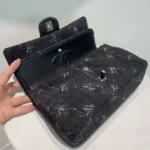 Chanel Women Medium Classic Black Bleached Chain Printed Denim Flap Bag