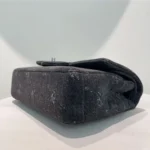 Chanel Women Medium Classic Black Bleached Chain Printed Denim Flap Bag