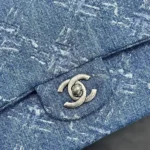 Chanel Women Medium Classic Blue Bleached Chain Printed Denim Flap Bag