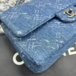 Chanel Women Medium Classic Blue Bleached Chain Printed Denim Flap Bag