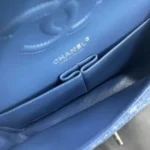 Chanel Women Medium Classic Blue Bleached Chain Printed Denim Flap Bag