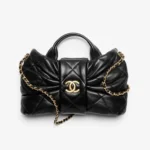 Chanel Women Mini Bow Bag Shiny Lambskin & Gold-Tone Metal-Black