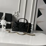 Chanel Women Mini Bow Bag Shiny Lambskin & Gold-Tone Metal-Black