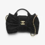 Chanel Women Mini Bow Bag Velvet-Effect Nylon & Gold-Tone Metal-Black