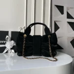 Chanel Women Mini Bow Bag Velvet-Effect Nylon & Gold-Tone Metal-Black