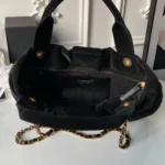 Chanel Women Mini Bow Bag Velvet-Effect Nylon & Gold-Tone Metal-Black