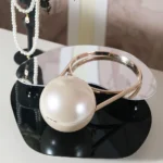 Chanel Women Pearl Ring Minaudiere Plexi & Gold-Tone Metal-Pearly White