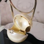 Chanel Women Pearl Ring Minaudiere Plexi & Gold-Tone Metal-Pearly White