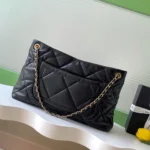 Chanel Women Shopping Bag Shiny Lambskin & Gold-Tone Metal-Black