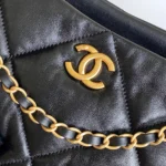Chanel Women Shopping Bag Shiny Lambskin & Gold-Tone Metal-Black