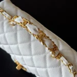 Chanel Women Small Flap Bag with Top Handle Grained Shiny Calfskin Gold Tone Metal