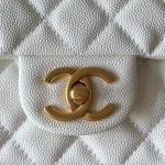 Chanel Women Small Flap Bag with Top Handle Grained Shiny Calfskin Gold Tone Metal