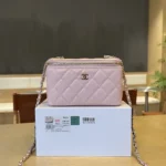 Chanel Women Small Top Handle Vanity Case With Chain Light Pink